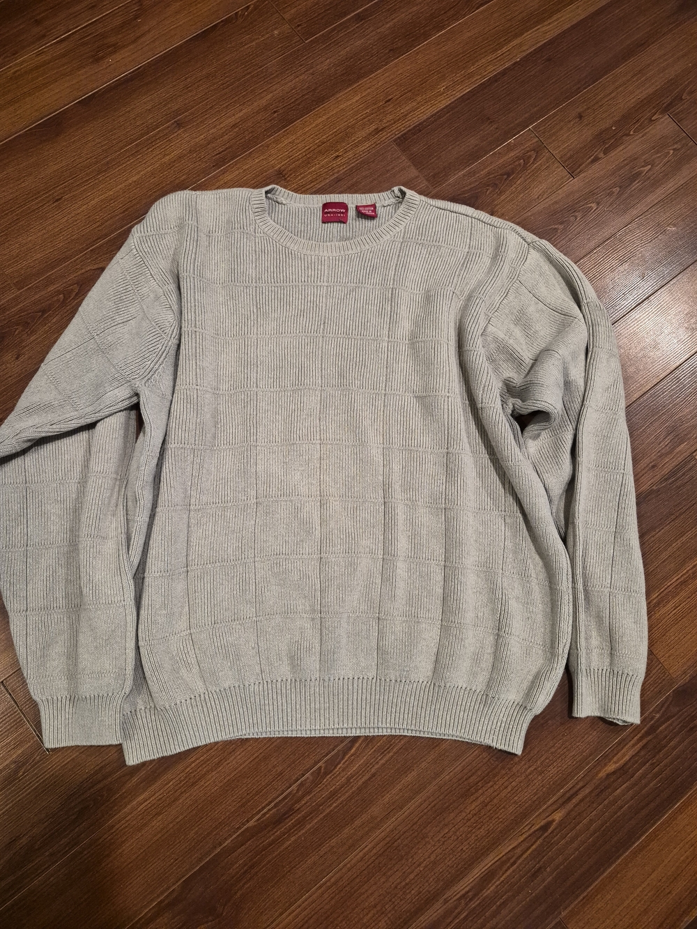 Arrow Beige Textured Crewneck Sweater